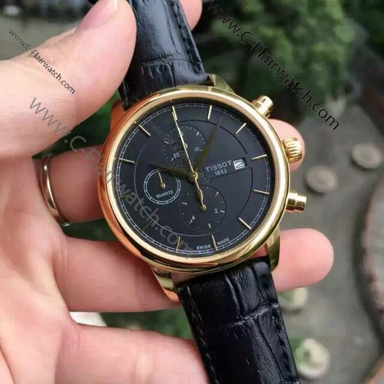 New Replica Tissot T085 Watch Gold & Black Chronograph